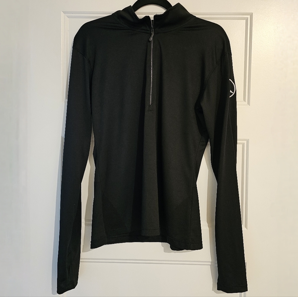 Fossa Women's Black Long Sleeve Half-Zip Top with Mercedes Logo Sz Large